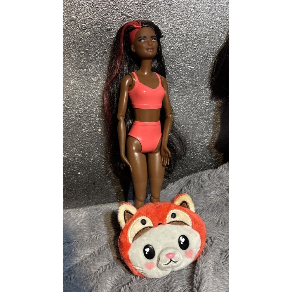 Barbie Cutie Reveal Red Panda Fashion Doll & Plush Panda Head No Costume